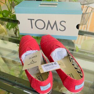 TOMS Classic Alpargata Red Heritage Canvas Women’s 7.5 – Like New, Box & Tags